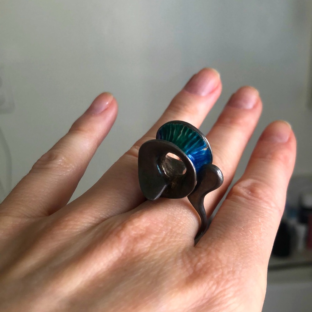 Unique Blue And Green Statement Ring - image 1